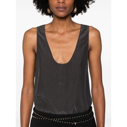 Saint Laurent Henley-neck silk tank top