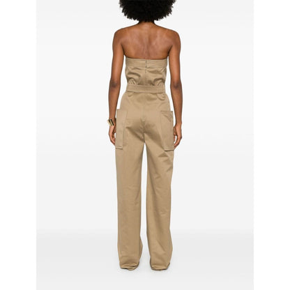 Saint Laurent strapless belted cotton jumpsuit
