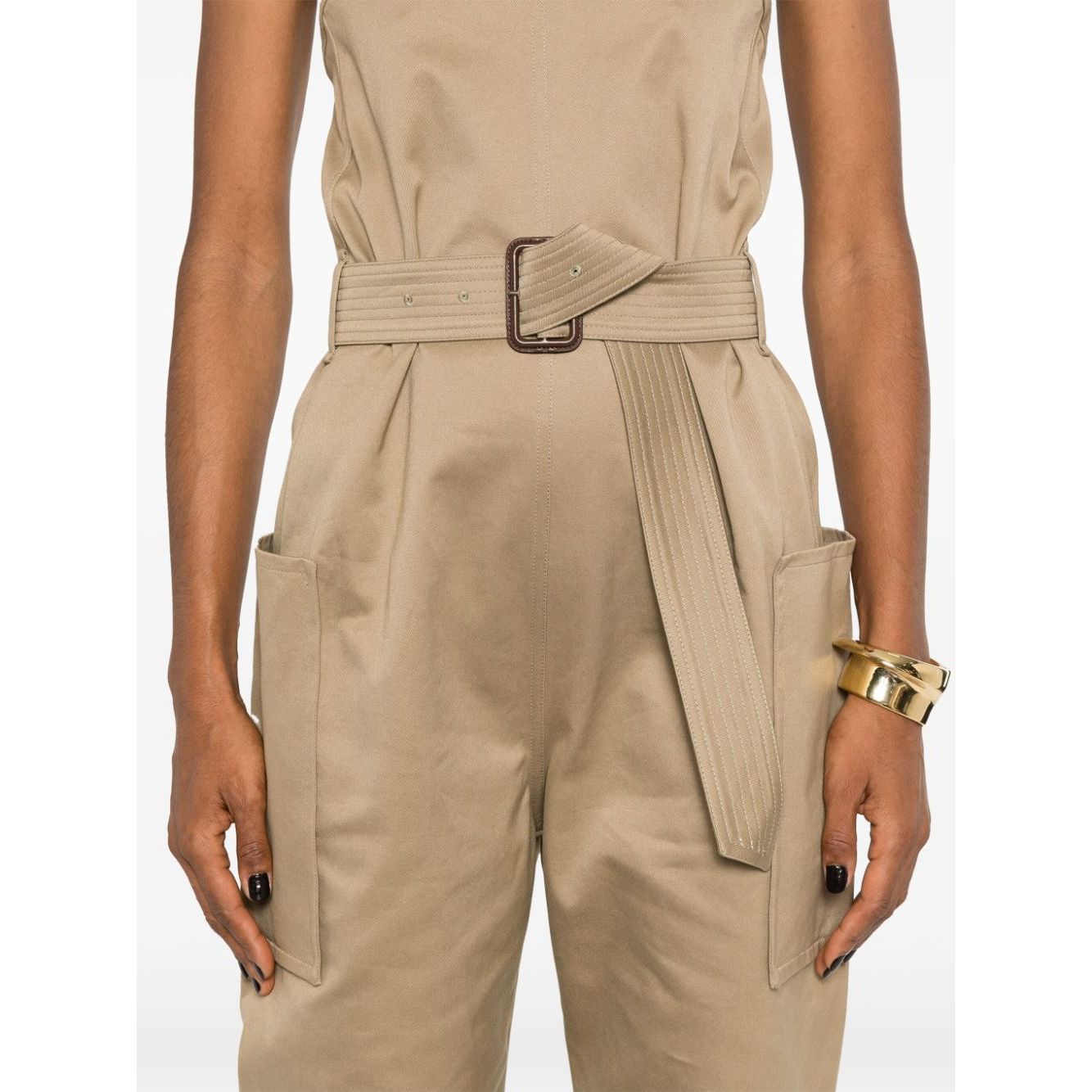 Saint Laurent strapless belted cotton jumpsuit