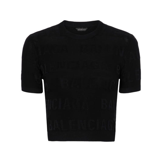 Balenciaga jacquard logo crop top