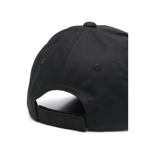 Back view of Emporio Armani black cap with adjustable strap made from cotton
