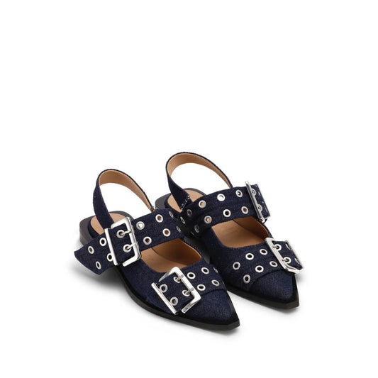 Ganni Denim Feminine Buckle Ballerinas S2797642-P25