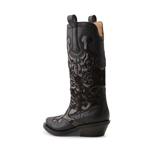 Ganni Mid Shaft Embroidered Western Boots S2857070-P25