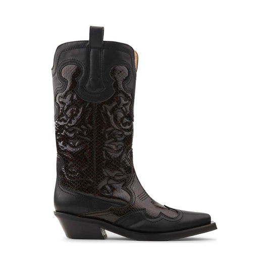 Ganni Mid Shaft Embroidered Western Boots S2857070-P25