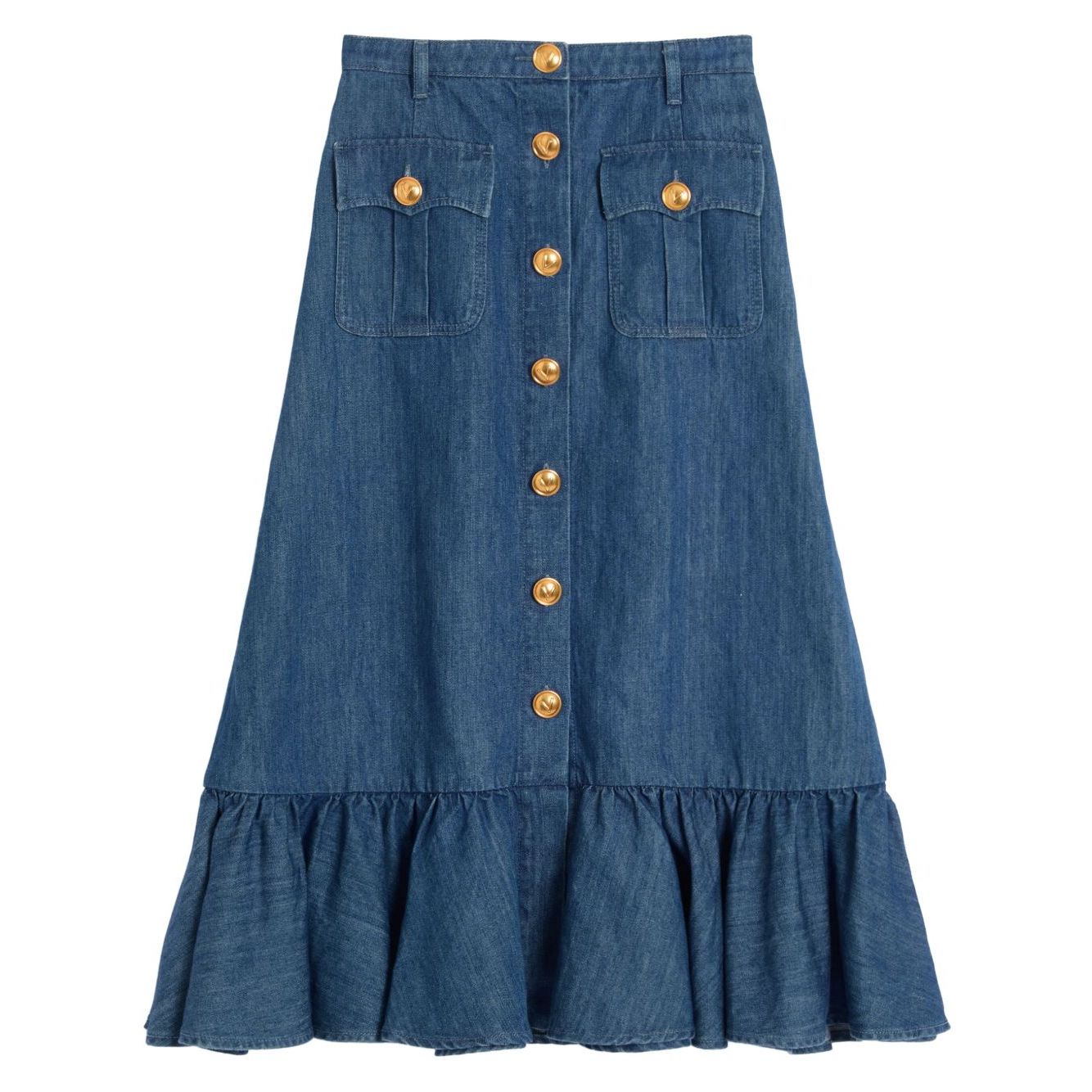 Valentino Denim Midi Skirt