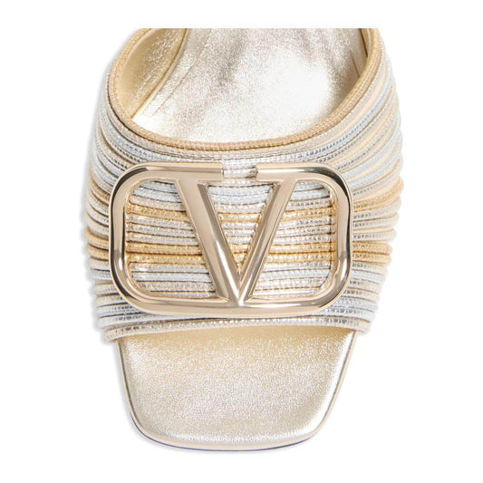 Valentino Garavani Vlogo Signature Metallic Slide Sandal With Cornely Embroidery 60mm WS0HA6XTQBJ1-P25
