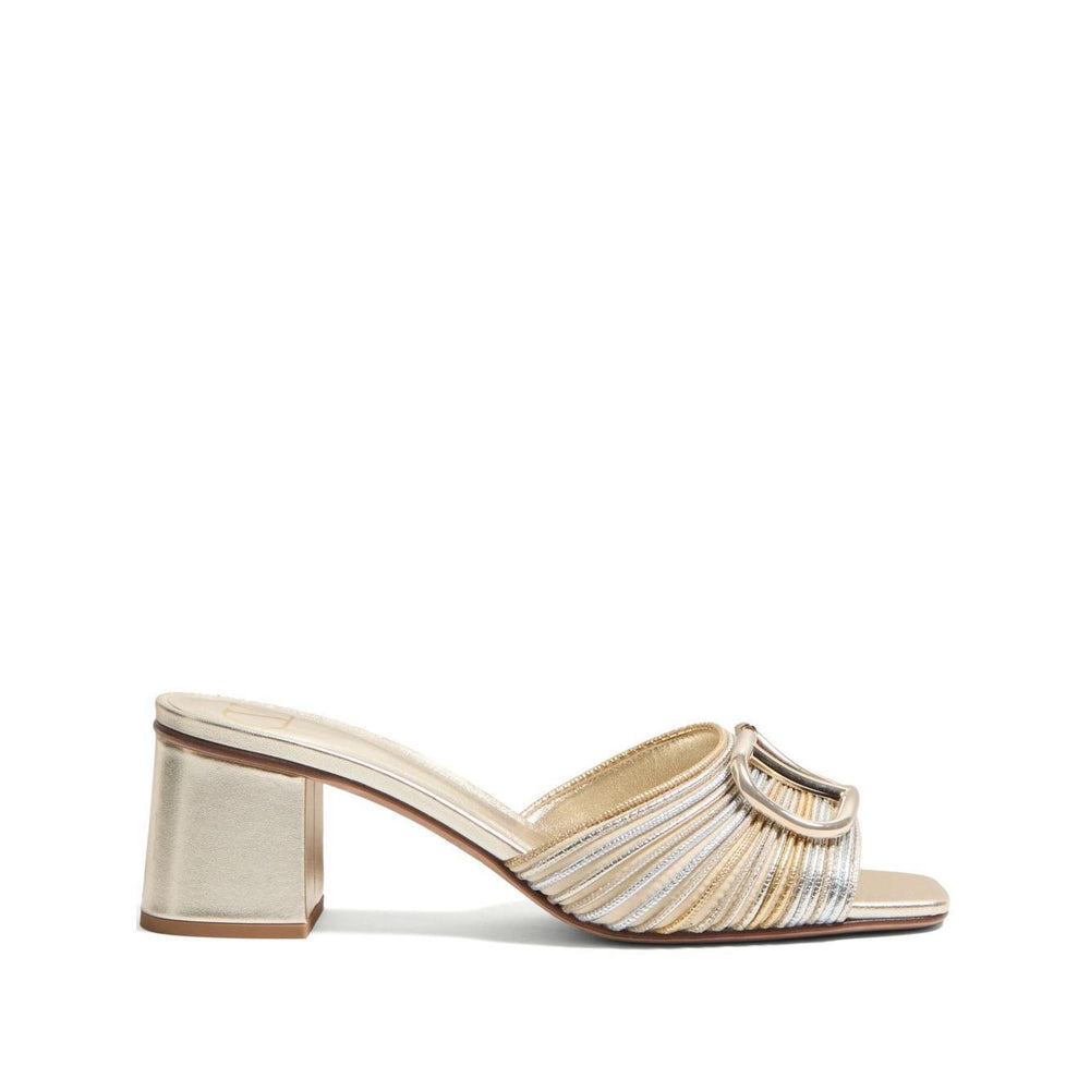 Valentino Garavani Vlogo Signature Metallic Slide Sandal With Cornely Embroidery 60mm
