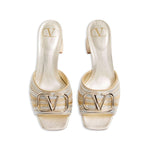 Valentino Garavani Vlogo Signature Metallic Slide Sandal With Cornely Embroidery 60mm