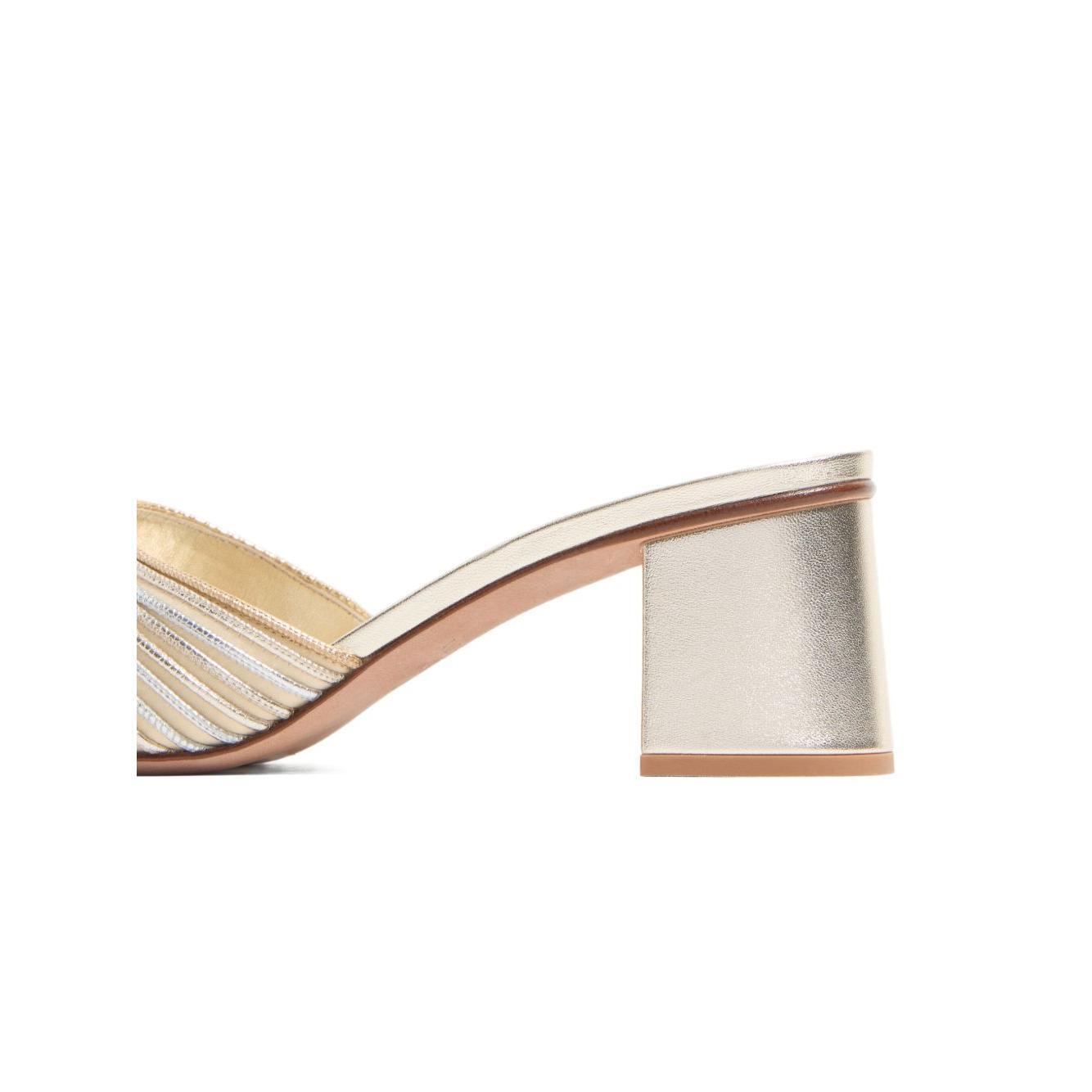 Valentino Garavani Vlogo Signature Metallic Slide Sandal With Cornely Embroidery 60mm