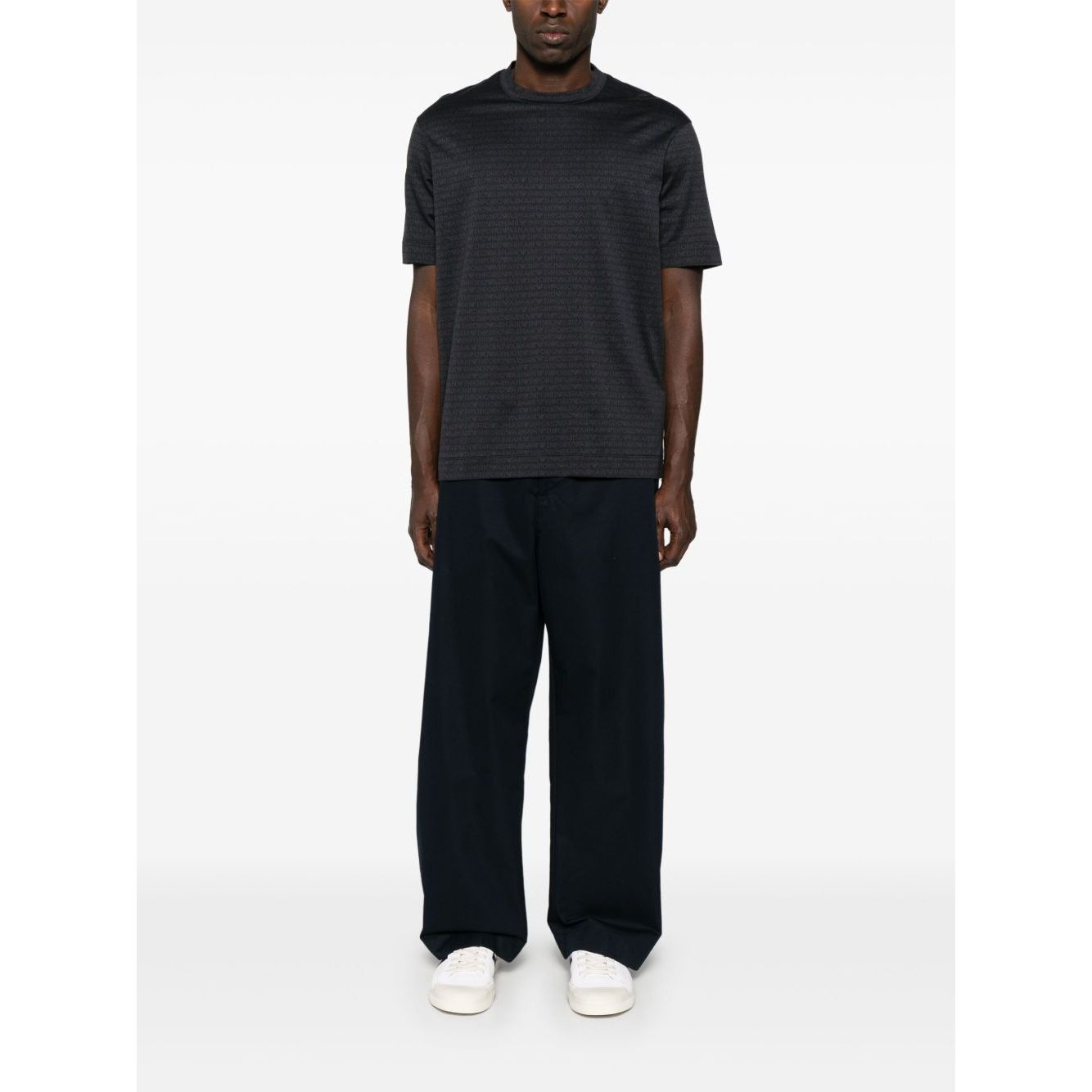 Emporio Armani jersey T-shirt with all-over flocked logo lettering