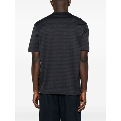 Emporio Armani jersey T-shirt with all-over flocked logo lettering