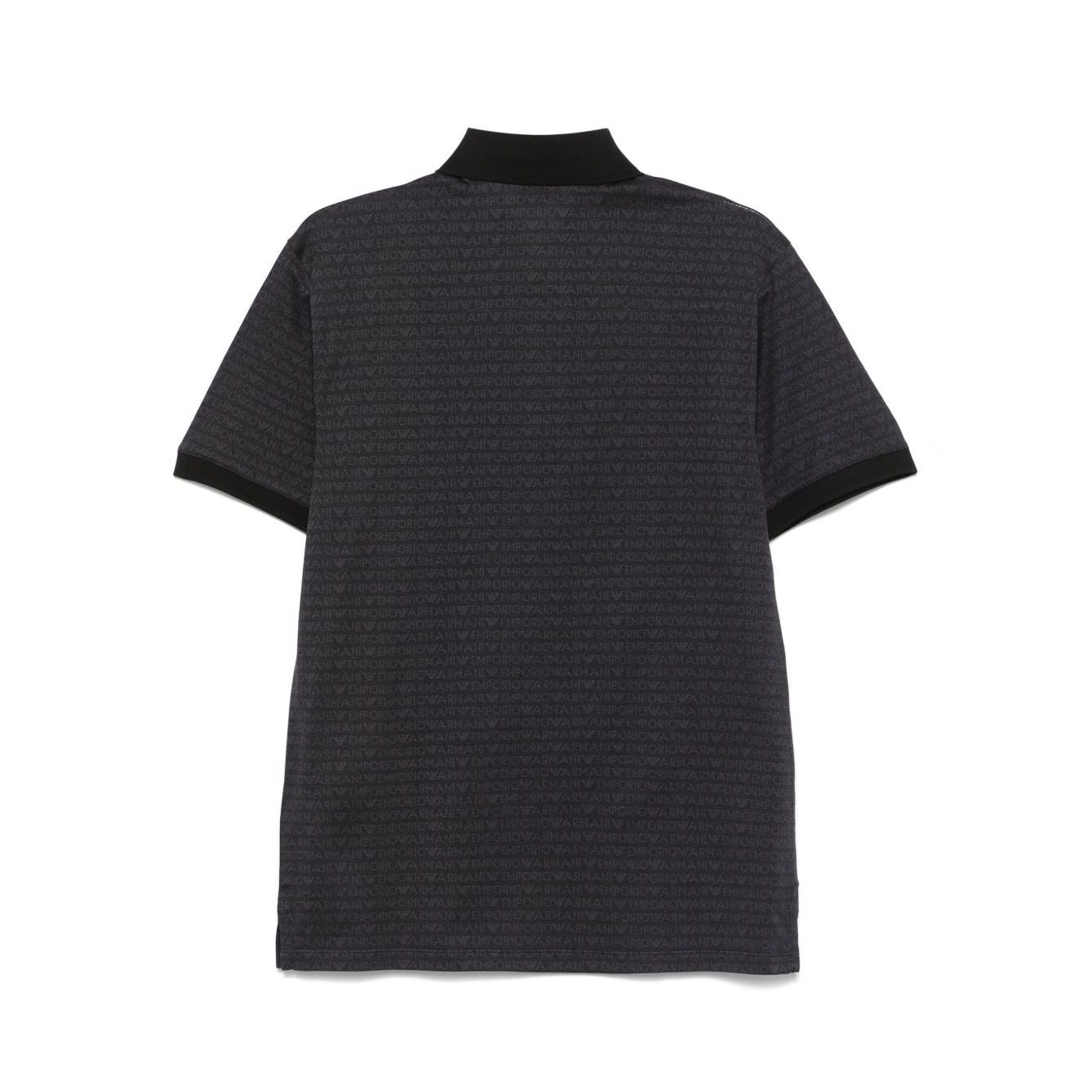 Emporio Armani jersey polo shirt with all-over jacquard lettering