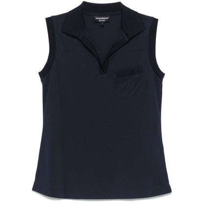 Emporio Armani Icon micro piquet crepe jersey top