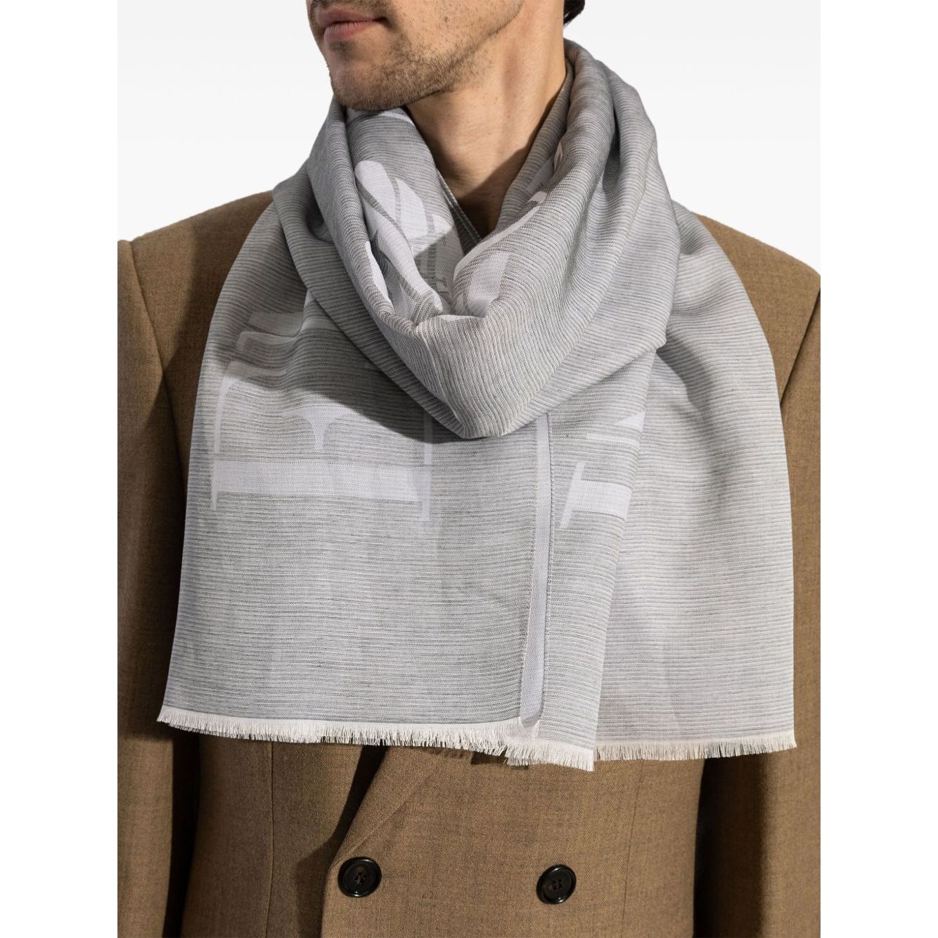 Emporio Armani Logo cotton blend scarf
