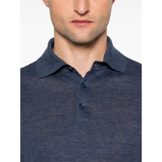 Brunello Cucinelli T-shirts and Polos Blue with button placket and polo collar