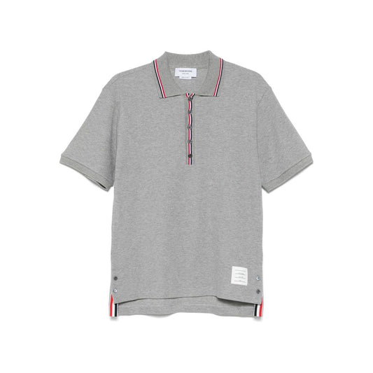Thom Browne T-shirts and Polos Light Grey short-sleeve Rwb cotton polo with front button placket and collar.