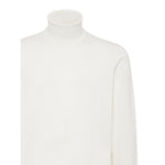 Brunello Cucinelli Sweaters White cashmere knitted roll neck long sleeve with ribbed cuffs and hem