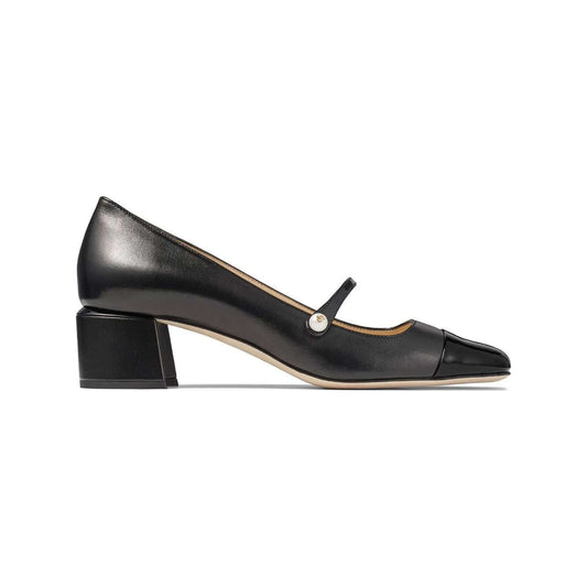 Jimmy Choo Elisa 45 Nappa and Patent Leather Pumps ELISA45PTZBLACK/BLACK-AI25