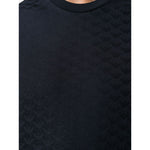 Emporio Armani T-shirts and Polos Blue featuring navy blue cotton, embossed logo pattern, crew neck, short sleeves, straight hem.
