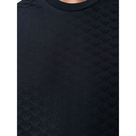 Emporio Armani T-shirts and Polos Blue with embossed logo, navy cotton, short sleeves, crew neck, featuring stylish design.