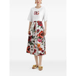 Model wearing Dolce & Gabbana Logo cotton t-shirt with floral skirt