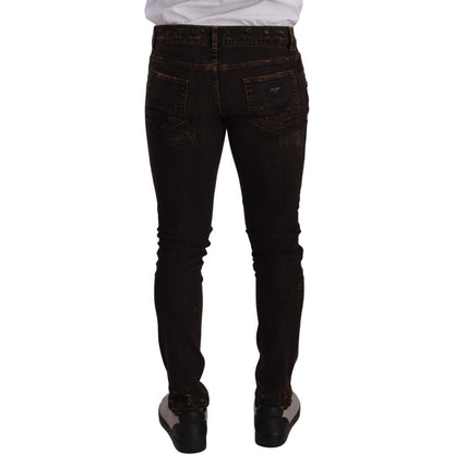 Dolce & Gabbana Brown Distressed Slim Fit Skinny Denim Jeans