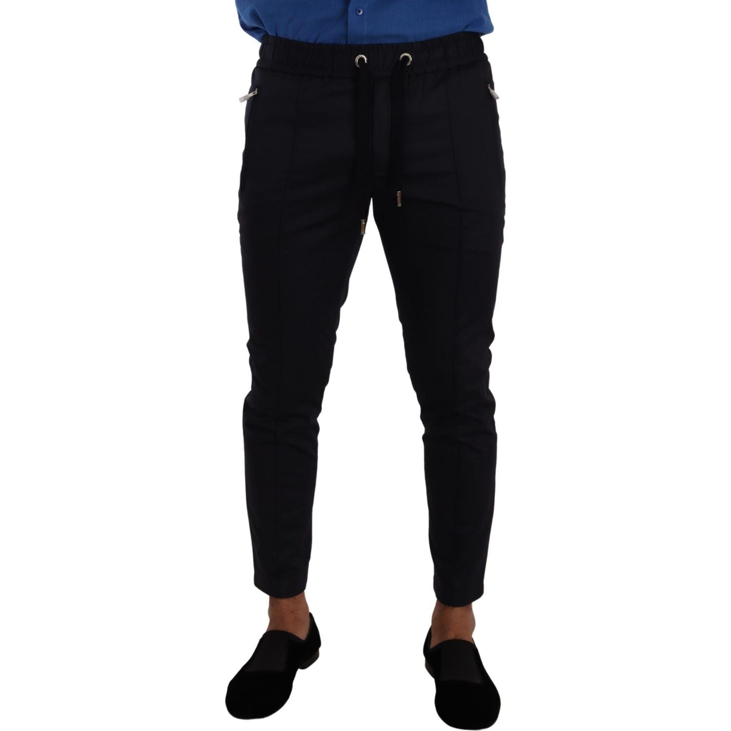 Dolce & Gabbana Blue Cotton Stretch Jogging Trouser Pants