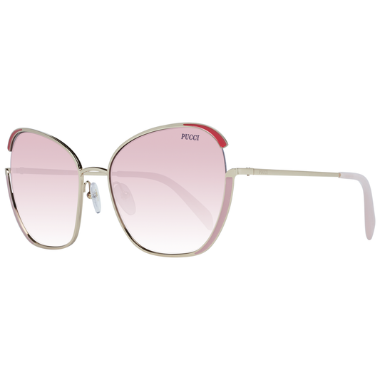 Emilio Pucci Gold Women's Sunglasses with Butterfly Style, Gradient Rose Lenses, Metal Frame, 100% UVA & UVB Protection
