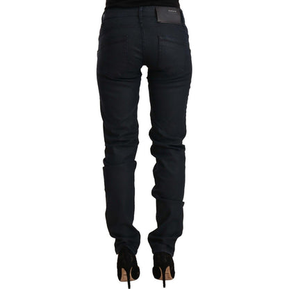 Acht Black Cotton Low Waist Slim Fit Denim Jeans