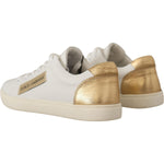 Dolce & Gabbana White Gold Leather Low Top Sneakers LA9791- 35