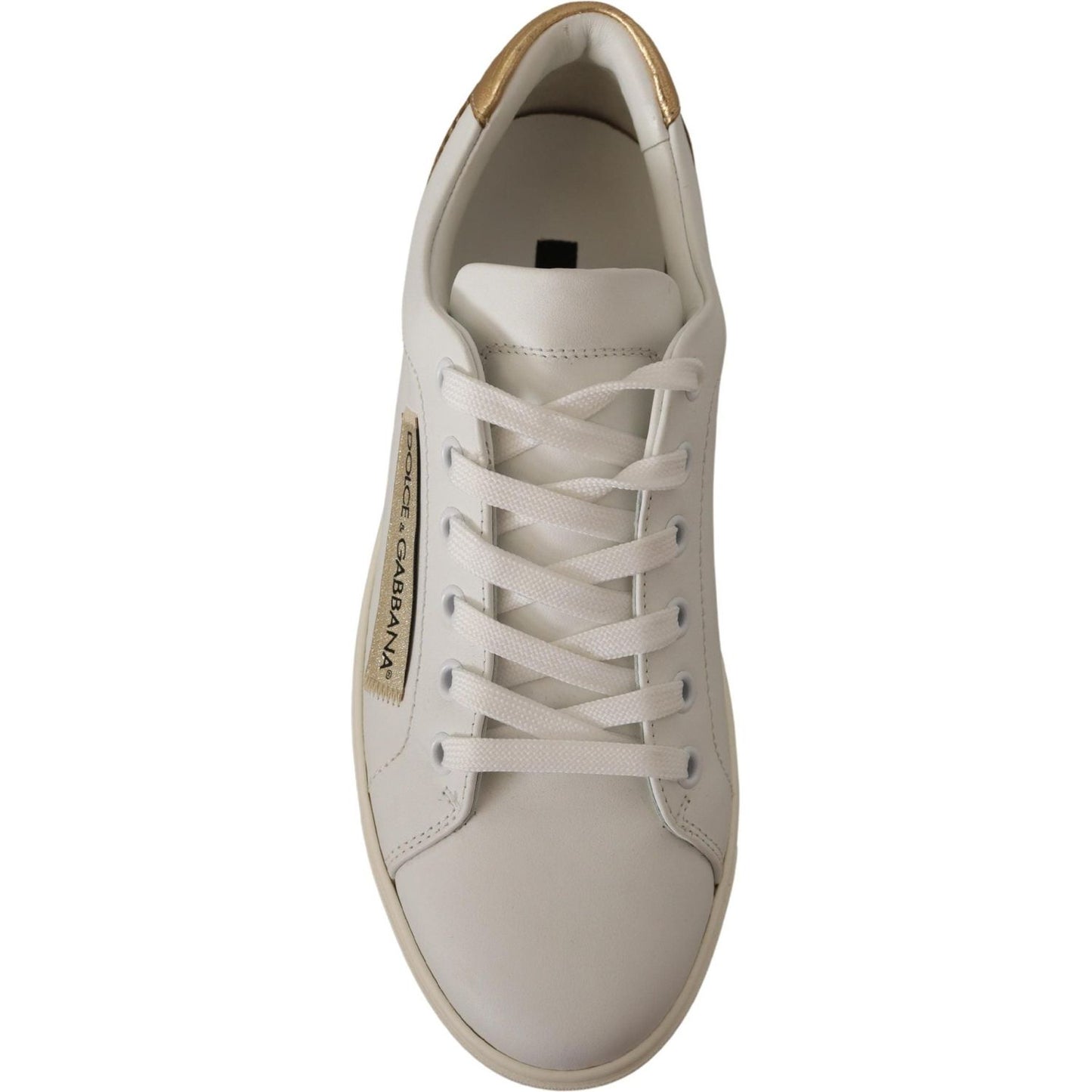Dolce & Gabbana White Gold Leather Low Top Sneakers LA9791- 35