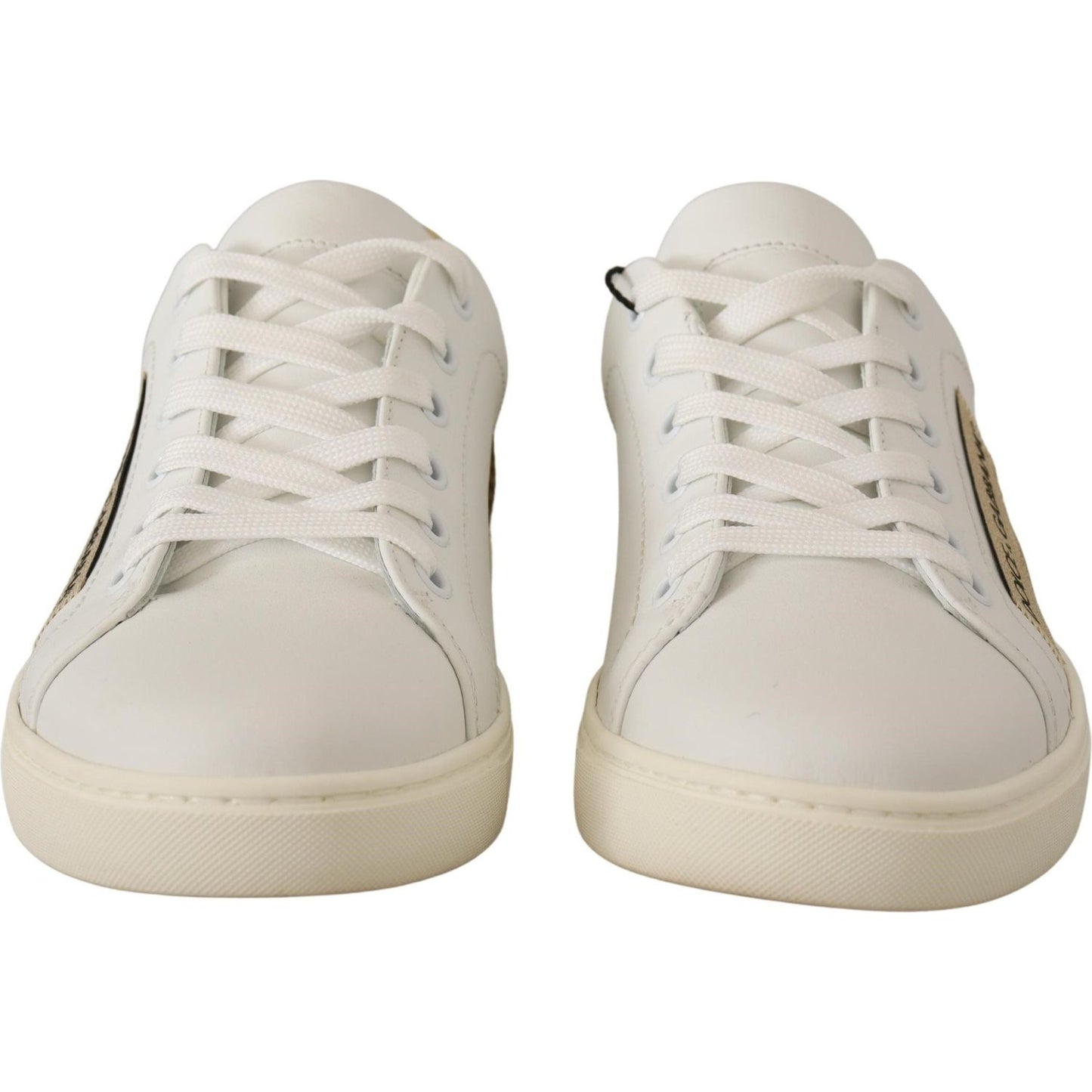 Dolce & Gabbana White Gold Leather Low Top Sneakers LA9791- 35