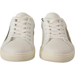 Dolce & Gabbana White Gold Leather Low Top Sneakers LA9791- 35