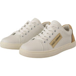 Dolce & Gabbana White Gold Leather Low Top Sneakers LA9791- 35