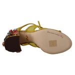 Dolce & Gabbana Yellow Leather Crystal Ayers Sandals Shoes
