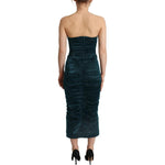 Dolce & Gabbana Turquoise Bustier Bodice Draped Midi Dress DR28617#2- 40