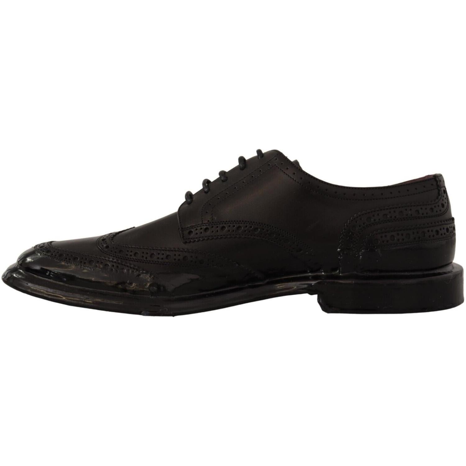 Dolce & Gabbana Black Leather Oxford Wingtip Formal Derby Shoes
