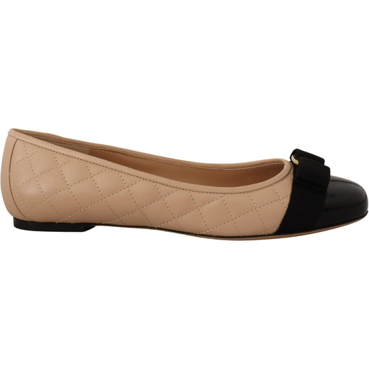Salvatore Ferragamo Elegant Quilted Leather Flats - Chic Dual-Tone Design WOMAN FLAT SHOES