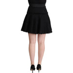 Dolce & Gabbana Black Knitted Nylon High Waist Mini A-line Skirt SKI1802 - 40