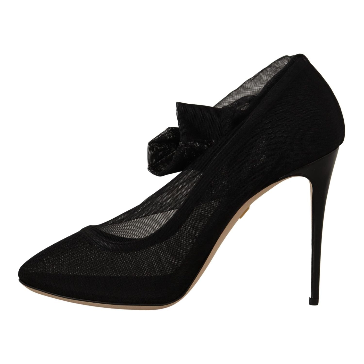 Dolce & Gabbana Black Stretch Tulle Stretch Boots Shoes