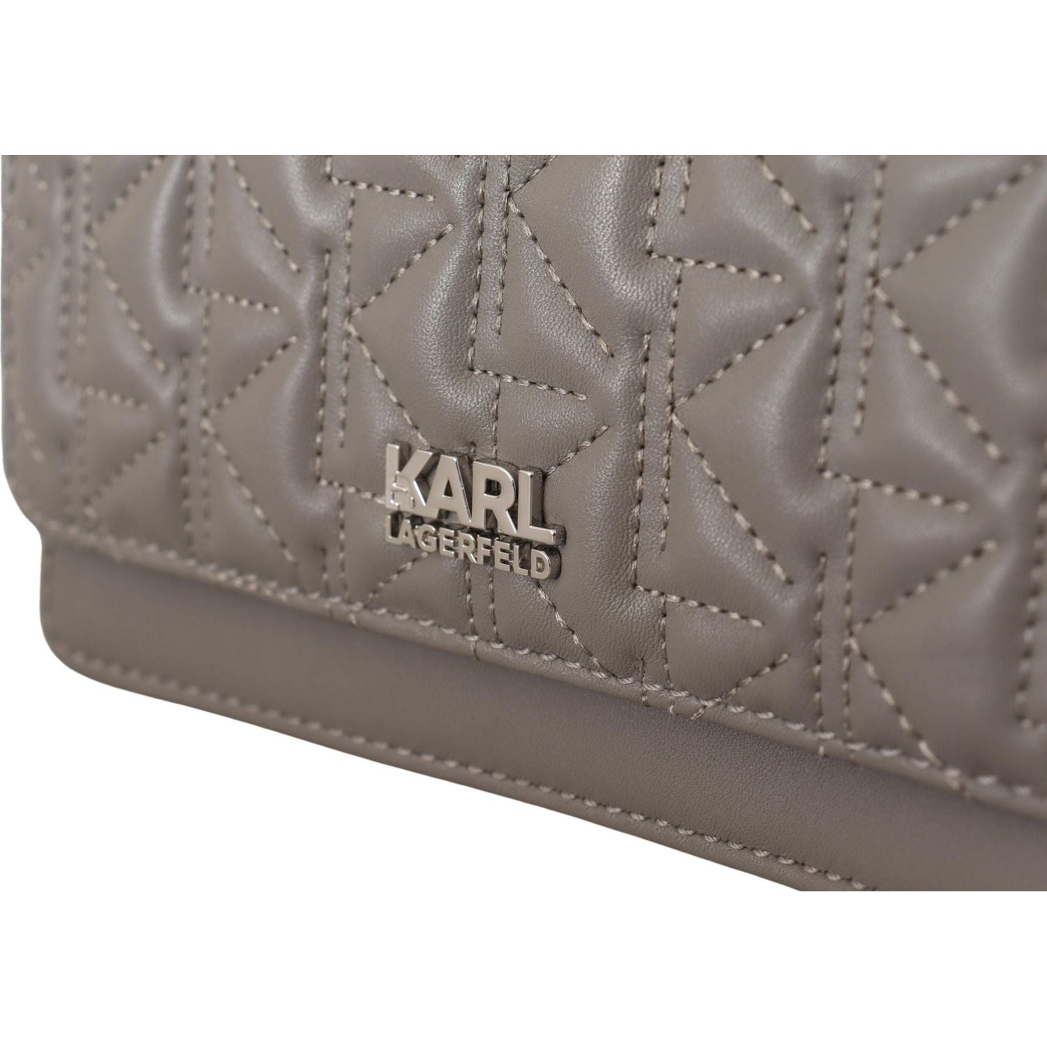 Karl Lagerfeld Light Grey Leather Crossbody Bag