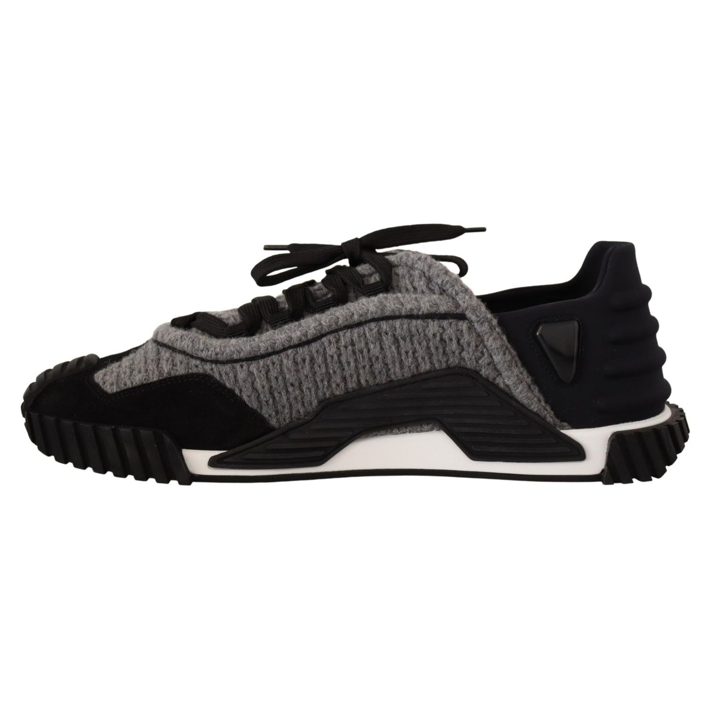 Dolce & Gabbana Black Gray Fabric Lace Up NS1 Sneakers Shoes