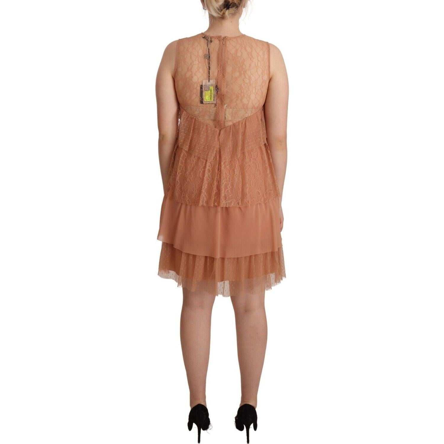 Liu Jo Pink Lace Sleeveless Mini Shift Layered Dress