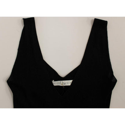 Alice Palmer Black White Low V Neck Knitted Cocktail Dress