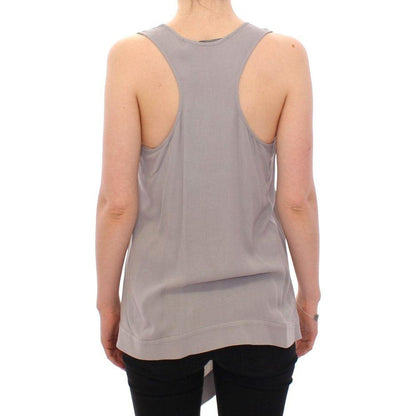 Comeforbreakfast Gray Viscose Tank Top Shirt Blouse
