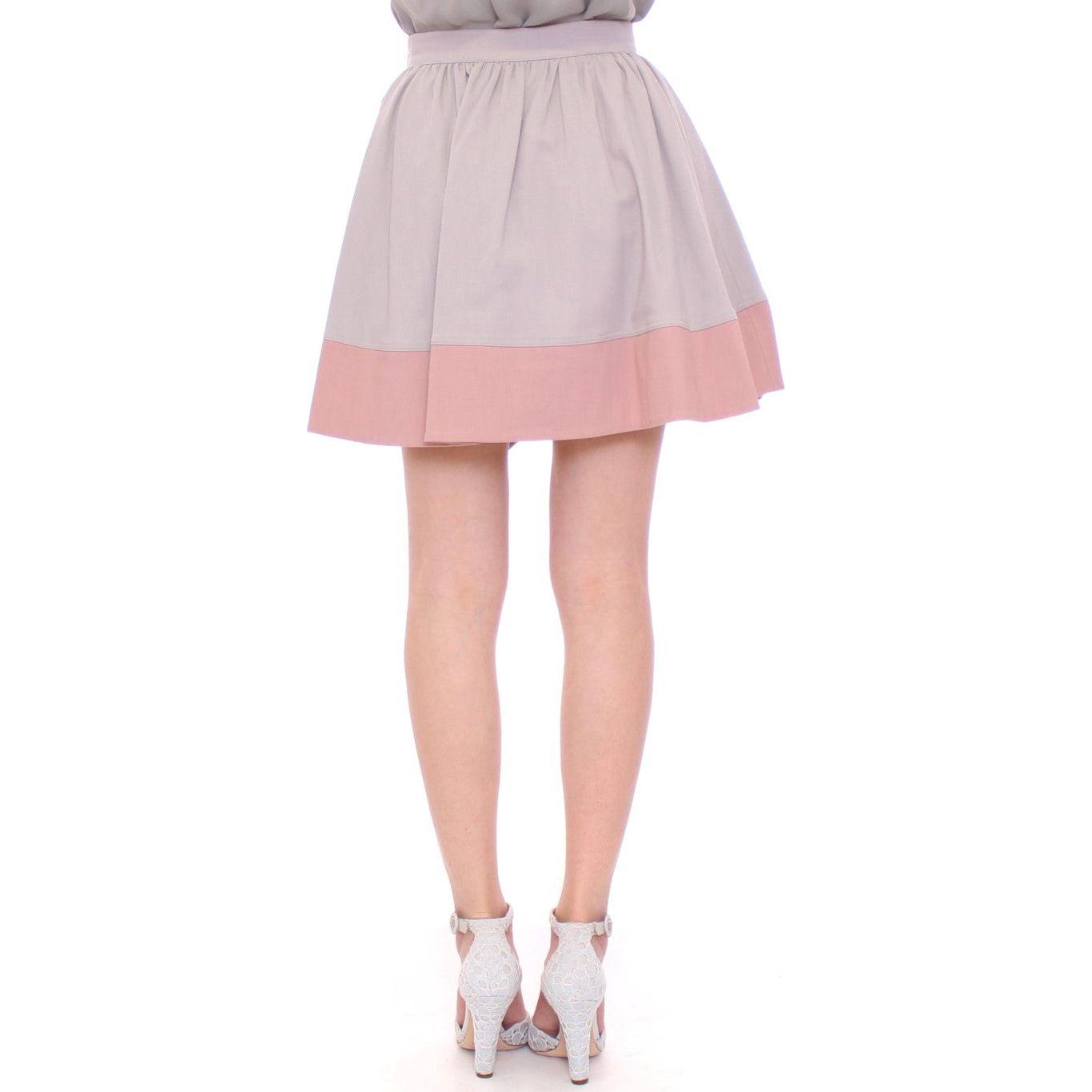 Comeforbreakfast Pink Gray Mini Short Pleated Skirt MOM10048-1