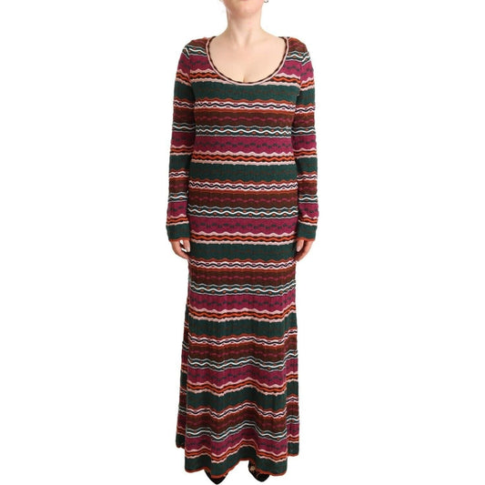 Missoni Multicolor Stripe Wool Knitted Maxi Sheath Dress DR28446 - 44