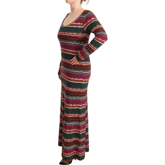 Missoni Multicolor Stripe Wool Knitted Maxi Sheath Dress DR28446 - 44