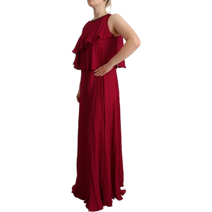PLEIN SUD Orchid Silk Sleeveless Long Maxi Ruffle Shift Dress