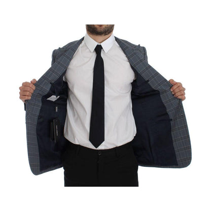 Dolce & Gabbana Blue Checkered Slim Fit Blazer Jacket